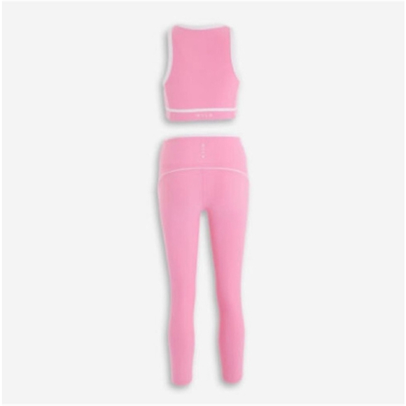 WILO the Label Bubblegum Pink & White Ribbed Activewear Set Bra Legging Size M - Picture 2 of 10